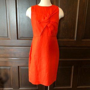 NWOT J Crew Drape Knot Linen Dress Size 4 Sleeveless Hibiscus Orange G4448